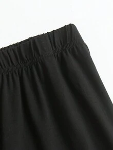 Solid Flare Leg Pants - Black - View 5