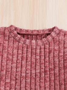 SHEIN Cô Gái Trẻ Chi tiết Patched thư Áo len & Quần nỉ & Mũ - Hồng - Xem 8