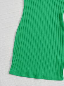 Muchica Vestido ajustado unicolor tejido de canalé - Verde - Ver 3