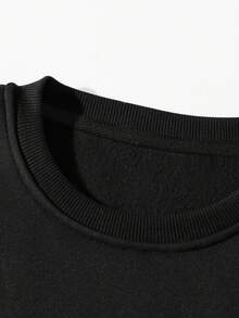 SHEIN EZwear Lá thư & Đồ họa  Gấu Lót nhiệt Áo nỉ - màu đen - Xem 5