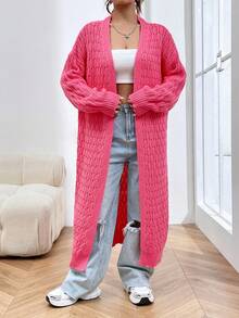 SHEIN Qutie Áo khoác cardigan thiết kế giản dị thả vai - Hồng - Xem 6