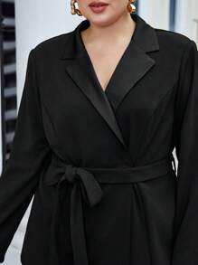 BizChic Hơn Cổ áo Thắt lưng Váy blazer - màu đen - Xem 6