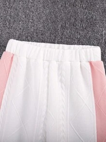 女小童小熊刺繡插肩袖連帽衫&拼接側邊接縫長褲 - 白色 - 查看 5