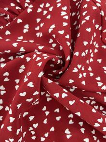 Flirla 大碼紙屑愛心圖案燈籠袖荷葉邊洋裝 - 彩色 - 查看 5