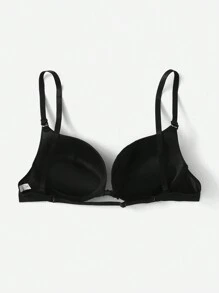 DesireSculpt 女士休闲色露背文胸，略带弹力面料，适合日常穿着 - 黑色 - 查看 2