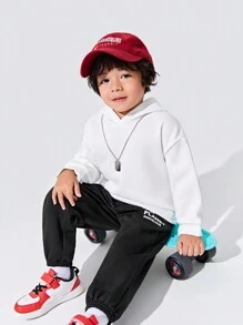 SHEIN 男童休闲街头风趣味可爱字母卡通太空宇航员图案卫衣 - 白色 - 查看 3