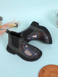 新款時尚孩子們踝靴,女孩厚下裝防滑時尚靴子,男孩摩托車靴子,嬰兒冬天鞋 - 黑色 - 查看 5