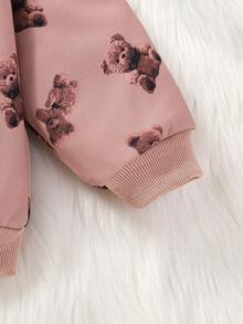 SHEIN 男嬰小熊印花衛衣和衛褲&帽 - 棕色 - 查看 3