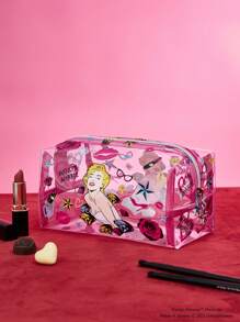 Marilyn Monroe X SHEIN Semi-transparent Pink Cosmetic Bag - Multicolor - View 2