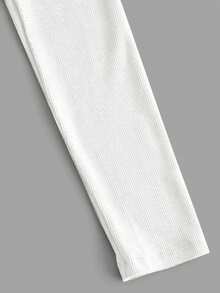 SHEIN Unity Chất rắn Scoop Cổ Áo phông Crop - trắng - Xem 3