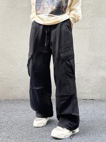 ROMWE MEN Street Life Nam Flip Túi Quần - màu đen - Xem 6