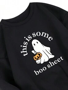 Bản in Halloween Áo nỉ - màu đen - Xem 5