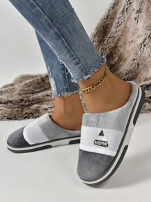 Women's Elegant Cartoon Elephant Design Fluffy Slip-On House Slippers, Fashion And Versatile