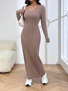 SHEIN EZwear Váy len màu hồng cho nữ - Hồng - Xem 4