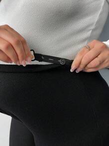 SHEIN Maternity Plus Size Adjustable Waist Flare Pants - Black - View 6