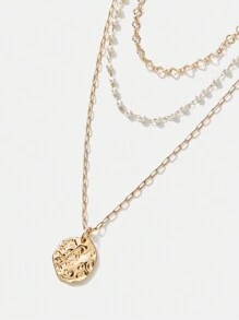 SHEIN Belle 1 件多層鏈條項鍊 - 金黃色 - 查看 1