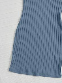Muchica 羅紋針織素色包臀連衣裙 - 霧霾藍 - 查看 3