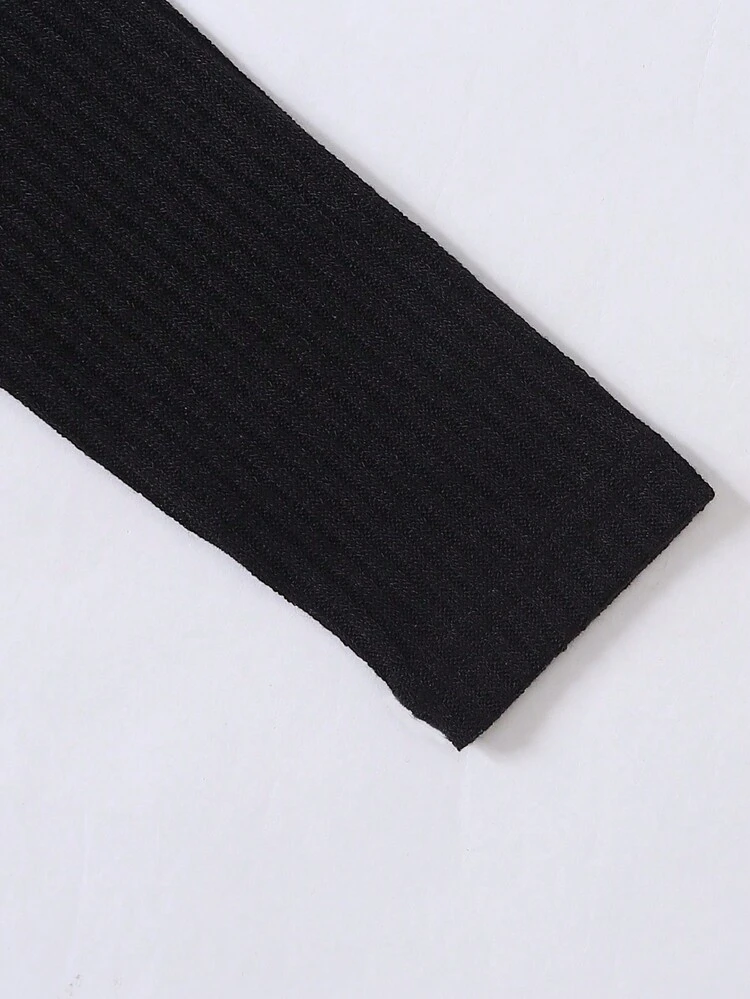 Young Girl 2pcs Patched Detail Rib-knit Dress