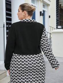 BizChic 大碼雙色單釦西裝外套 - 黑與白 - 查看 2