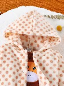 Đứa bé trai In vết tròn Polka áo có mũ Flannelette Áo khoác & Thêu Hoạt hình Tổng thể Jumpsuit - Nhiều màu - Xem 3