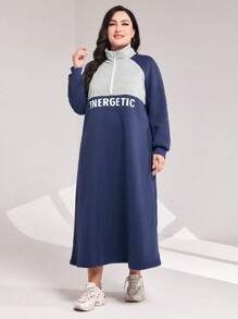 Mulvari Talla grande Vestido sudadera con estampado de letra de manga raglán - Multicolor - Ver 1