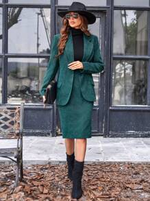 Aveloria 西裝領燈芯絨西裝外套和裙子