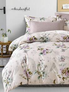 3pcs Hoa In Polyester Bộ chăn ga gối - Nhiều màu - Xem 5