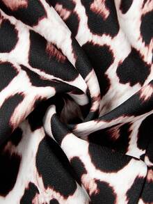 SHEIN LUNE 豹紋印花青果領開門襟西裝外套 - 棕色 - 查看 4