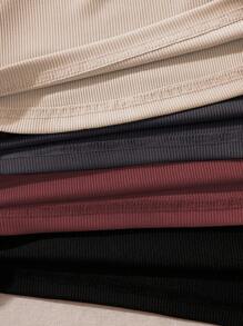 SHEIN Unity 4pcs Solid Mock Neck Ribbed Knit Tank Top - Multicolor - View 5