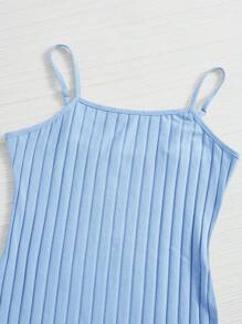 SHEIN EZwear Rib Knit Bodycon Dress - Baby Blue - View 4