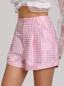Sire Leo Lamar Houndstooth Print Fold Pleated Shorts - Multicolor - View 4