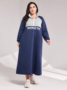 Mulvari Talla grande Vestido sudadera con estampado de letra de manga raglán - Multicolor - Ver 4