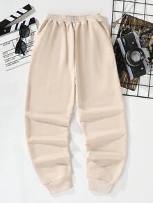 Cậu bé Tween In Đồ họa Quần thể thao - Màu Khaki - Xem 2