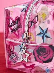 Marilyn Monroe X SHEIN Semi-transparent Pink Cosmetic Bag - Multicolor - View 5
