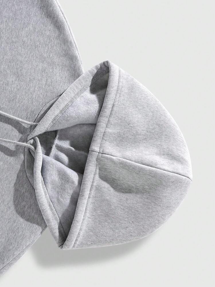 ROMWE Goth Capucha térmica con estampado de mariposa con bolsillo de canguro con cordón - Gris Claro - Añade 3