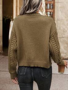 Xoắn Dan Thả vai Áo len Mở - màu nâu - Xem 2