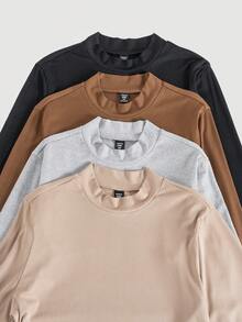 Flirla 大碼4入組素色小高領T恤 - 彩色 - 查看 4