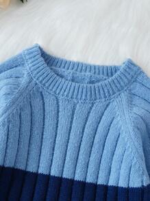 Bebé niño Jersey de dos tonos de manga raglán - Azul - Ver 5