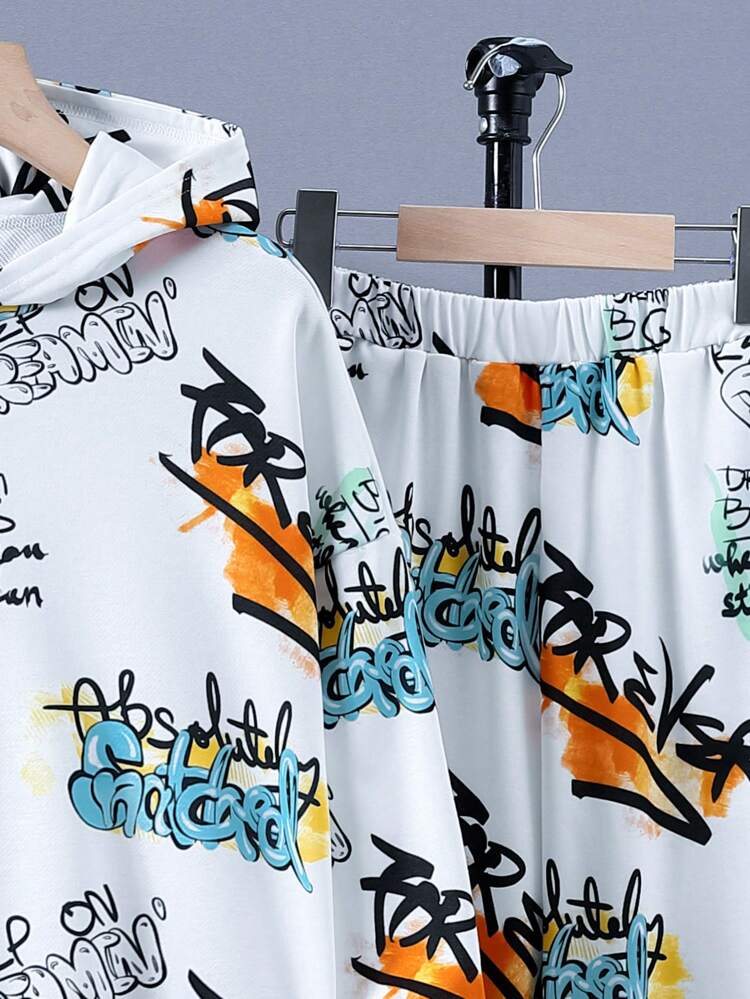 Tween Boy Letter Graphic Hoodie & Sweatpants