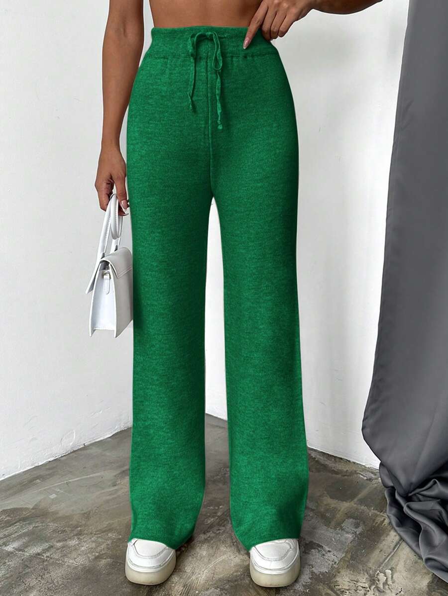 EURMUSE 女士束腰毛衣褲 - 綠色 - 查看 1