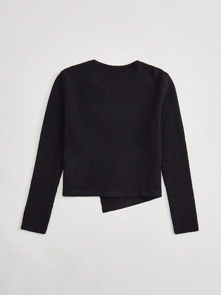 Tween Girl Solid Asymmetrical Hem Sweater