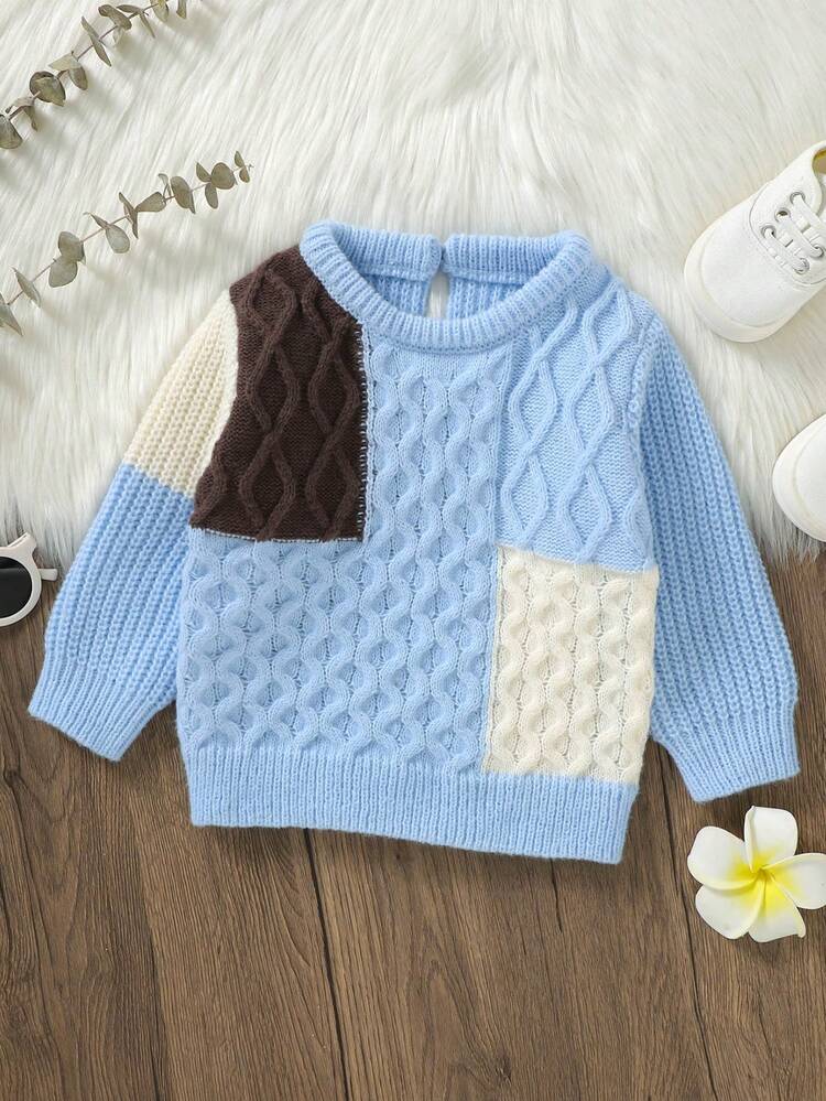 Baby Boys' Color Block Round Neck Sweater