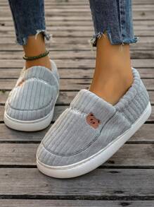 1 Pair Warm Furry Slip-On Slippers For Women, Winter