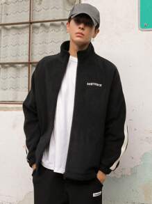 DAZY Nam Thêu Chữ Viền kéo ra Áo khoác - màu đen - Xem 4