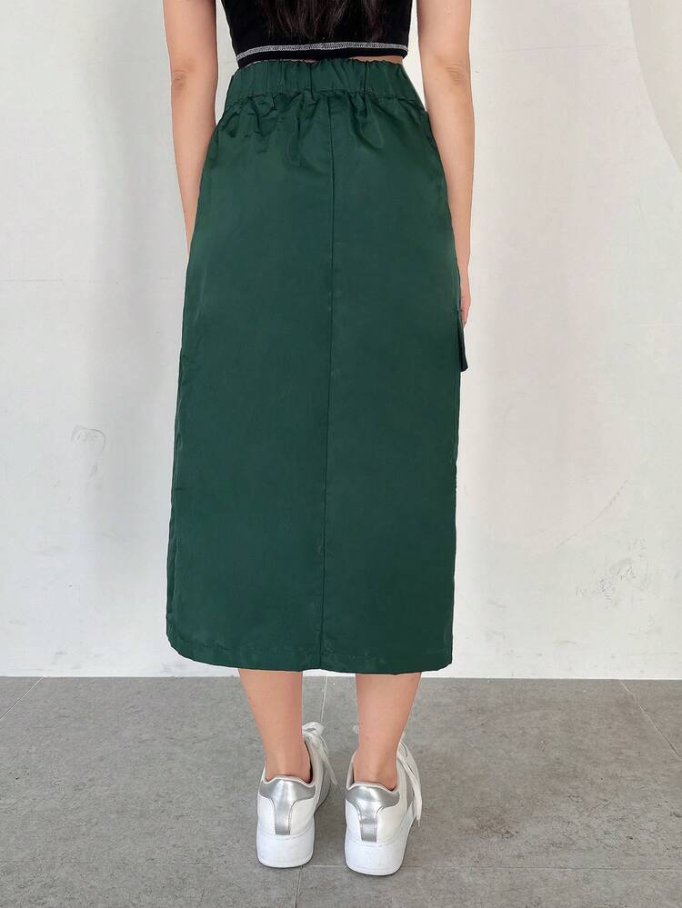 Women's Zipper & Side Pocket Utility Skirt