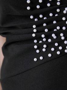 Modelyn Women's Pearl Bead Detail Sheath Dress - Black - View 5