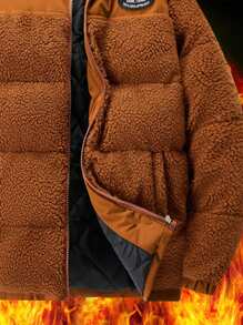 Manfinity Áo khoác nam lót nhiệt Colorblock ấm áp - màu nâu - Xem 3