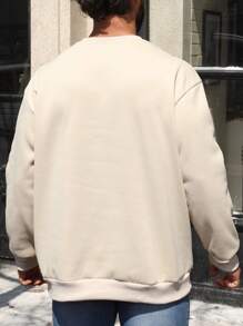 Manfinity Homme Men Plus Playing Card Print Thermal Lined Sweatshirt - Apricot - View 2