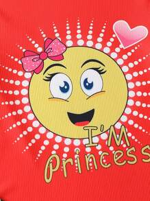 Tween Girl Snug Fit Allover Cartoon Print Tee And Pants Pajamas Set, Family Matching Outfits Mommy And Me - Red - View 4