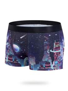 Men's Boxer Briefs With Planet Print - Multicolor - View 4